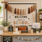 DrCor Boho Terracotta Rainbow Tassel Garland – Classroom Decor for Teachers, Bulletin Board Decorations, Back to School Wall Hanging for Nursery, Kids Room, Baby Shower & Party Decor