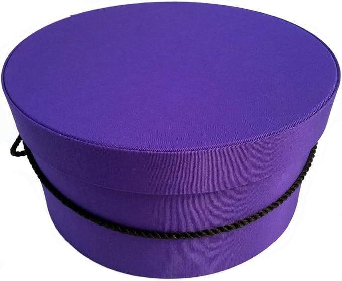 Sarah's Hat Boxes Classic Dark Purple Hat Box – 8.75" x 4.5" (Dia. x Ht.) Handmade in USA – Odorless Non-Toxic Adhesive, Cording Handle – Premium Storage for Hats & Accessories
