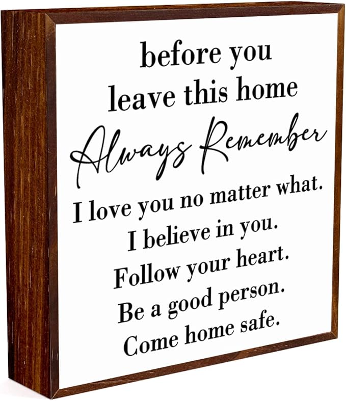 Inspirational House to live in Farmhouse, Entryway Decor Wooden Box, Always Remember You are Braver Than You Think Rustic Wood Block Plaque Box Sign for Family Friends Shelf Table Decoration. （white）