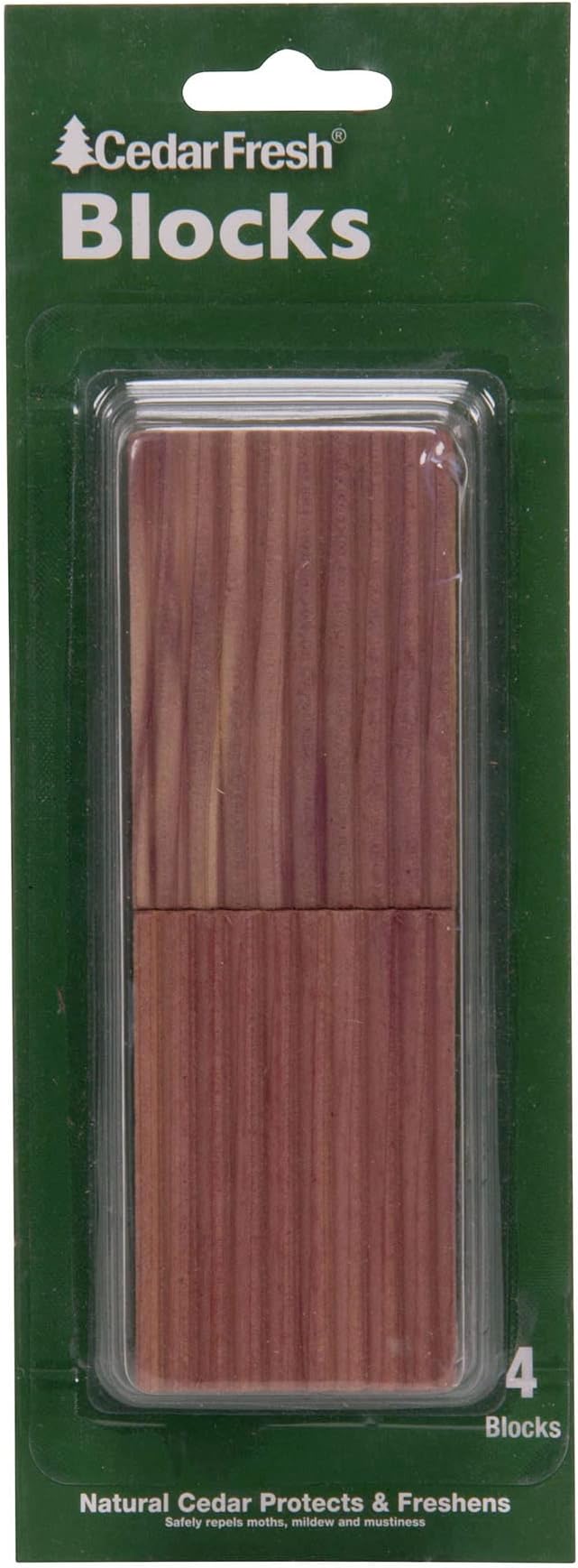 Household Essentials Cedar Fresh Cedar Blocks, 4 Pack, Solid Redwood Natural