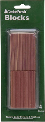 Household Essentials Cedar Fresh Cedar Blocks, 4 Pack, Solid Redwood Natural