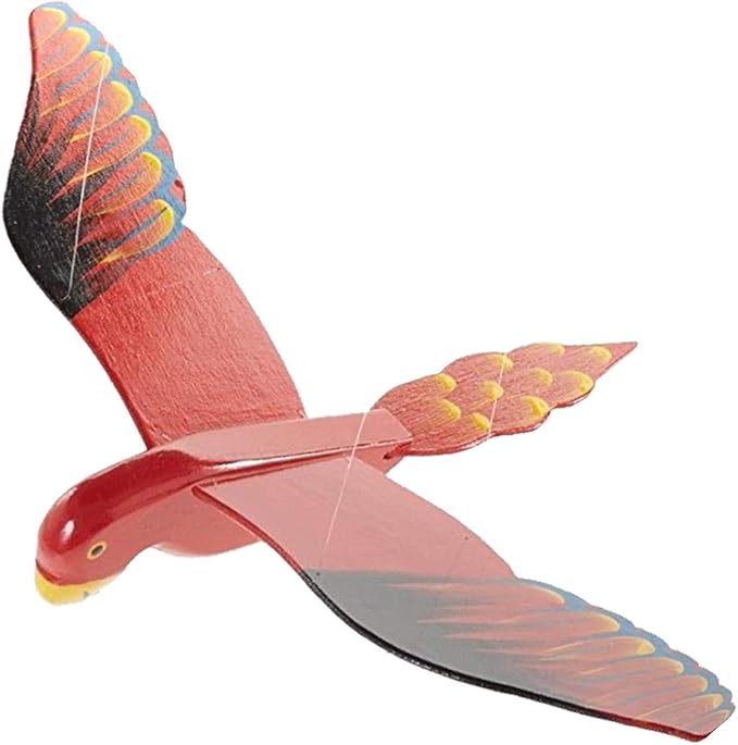 WitnyStore 18" Red Parrot Wooden Flying Bird Mobile Kinetic Hanging Sculpture for Adult Collectors Handcrafted Room Decoration Display Art Dynamic Overhead Ornament