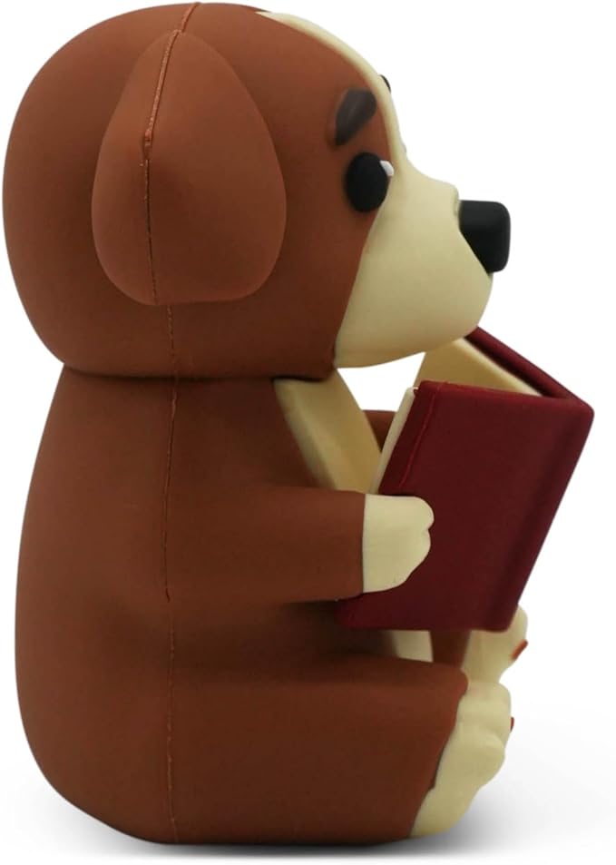 Little Readers – Cute Figurines for Bookshelves, Desks, Terrariums & Home Decor – Book-Loving Animal Statues - Dog