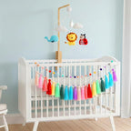 2 Pcs Boho Tassel Garland, 6.5 Feet Pom Pom Garland Rainbow Felt Ball Garlands Colorful Pastel Tassel Wall Hanging Banner with Wood Beads for Classroom Wedding Baby Shower Birthday Party Home Decor