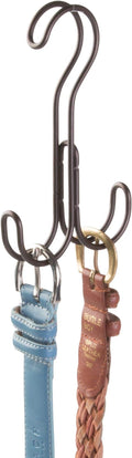 iDesign Classico Metal Over the Rod Dual Hooks, Closet Accessory Organizer for Ties, Belts, Scarves, Handbags, Jewelry, 0.8" x 3.9" x 6.1", Bronze