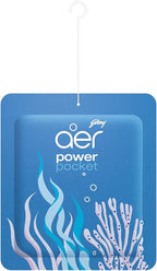 Godrej Aer Power Pocket Sea Breeze Bathroom Fragrance 10 g, 6-Pack, Blue