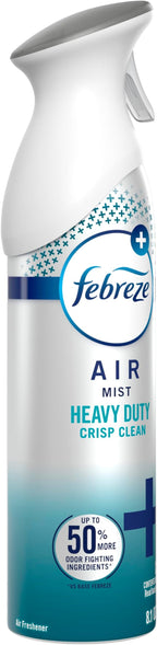 Febreze Air Mist, Air Freshener Spray, Odor Fighting Room Spray, Deodorizer for Home Bathroom Kitchen Office Apartment Dorm Room Classroom, Heavy Duty Crisp Clean Scent, 8.1oz, (Pack of 6)