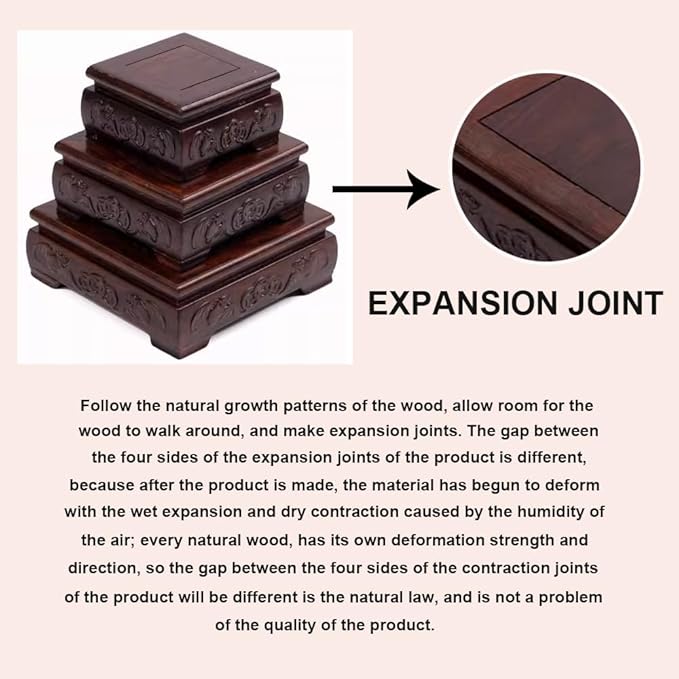 GOLDY&WENDY Asian Indoor Home Decor Base Square Wooden Vase Plant Buddha Statue Display Stand Display Risers