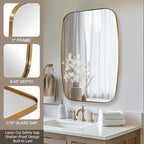 ANDY STAR Gold Oval Mirrors for Bathroom, Large 24x36’’ Brushed Gold Metal Framed Oblong Wall Mirror, Modern Brass Vanity Mirror in Stainless Steel Frame Wall Mount Horizontal or Vertical