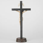 BC Catholic Crucifix Standing Cross, Jesus Christ tabletop Home Decor, Religious Gift, Wood Carve Looking, Realistic Finish, 10.9" H Hand Painted by Buildclassic