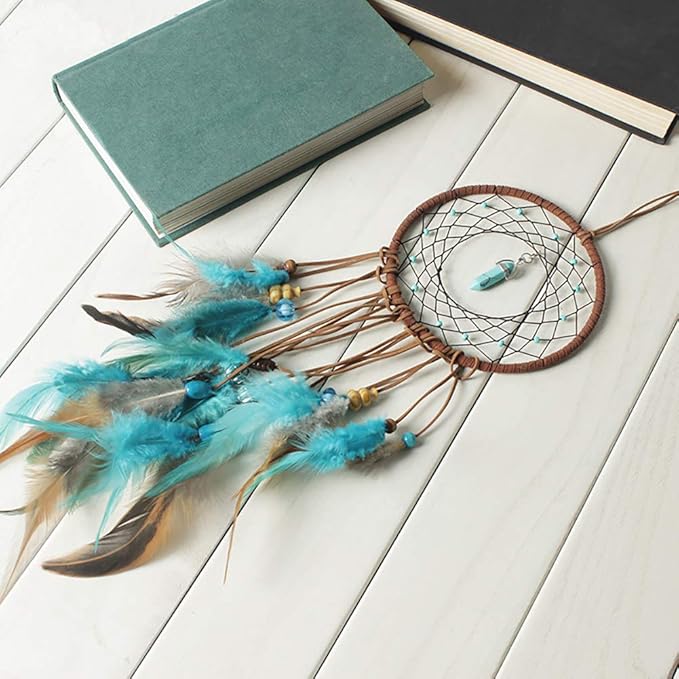 DIY Dream Catcher Making Kit, Macrame Dream Catcher Craft Supplies for Kids Bedroom Wall Decor Nursery Baby Room Hanging Wedding Ornaments Party Handmade Gift (Turquoise)