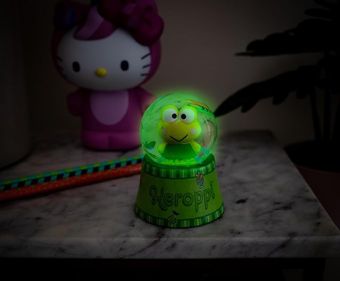 Sanrio Keroppi Mini Light-Up Adult Snow Globe with Swirling Glitter Display | 3 Inches Tall