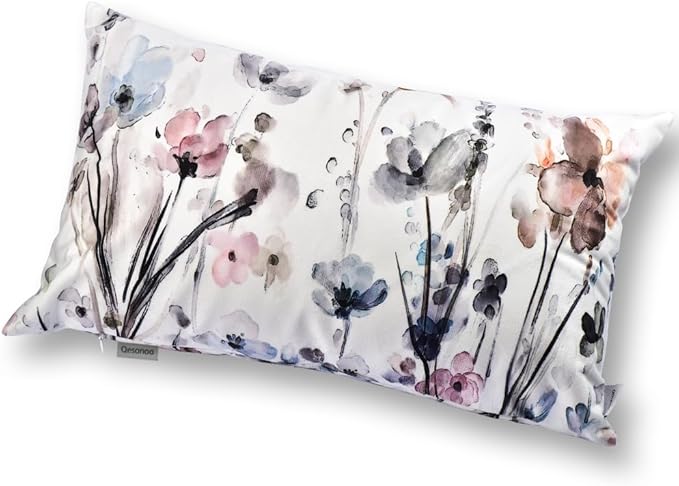 Flower Lumber Throw Pillow Covers 12x20 Set of 2, Flowers Pillow Cushion Cases, Modern Decorative Square Pillowcases for Sofa Couch Bedroom Living Room Car Seat