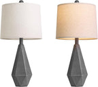 PoKat 23.5'' Farmhouse Table Lamps Set of 2, Rustic Nightstand Lamps for Bedroom, Classic Bedside Lamps for Living Room Office Sideboard with Linen Shade Distressed (Deep Grey)