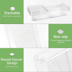 4PCS Clear Plastic Drawer Organizer Tray, 12'' Large Acrylic Vanity Bathroom Drawer Organizers Trays, Desk Drawer Organizer Bins for Cosmetics, Makeup, Kitchen, Office, Junk Drawer Organization