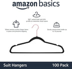 Amazon Basics Slim Velvet Non-Slip Space Saving Suit Clothes Hangers, Closet Organizer, Black/Rose Gold, 100-Pack