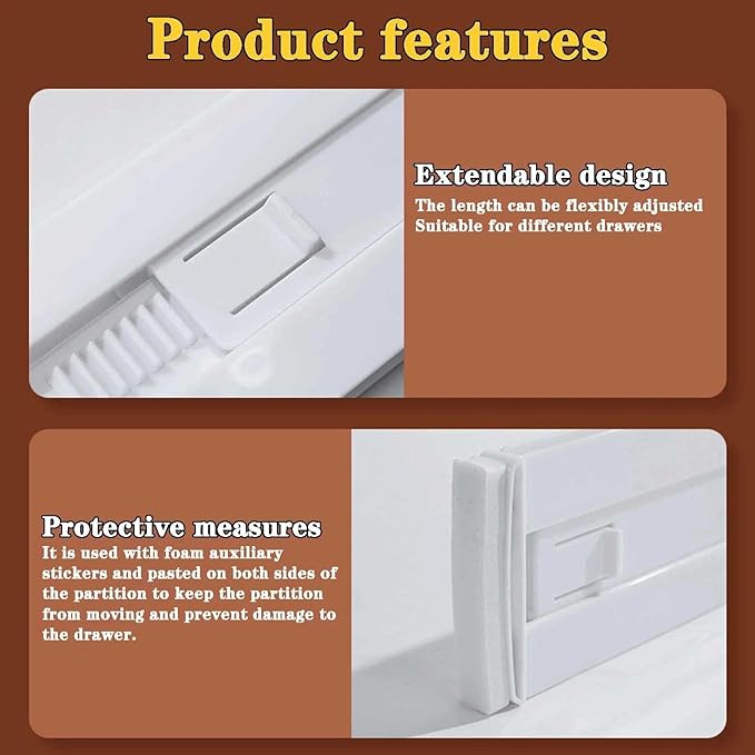 12 Pcs Drawer Dividers for Clothes, 3.15" High 11.34"-19.69" Adjustable Expandable Dresser Drawer Organizer, Clear Plastic Separators for Dresser, Baby Clothing (12, clear)