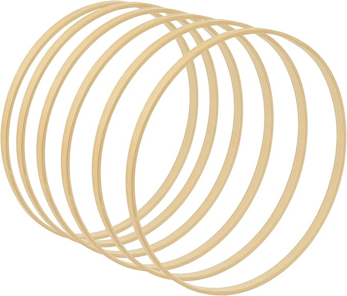 Framendino, 10 Pack Wooden Bamboo Hoop Rings Macrame Floral Wreath for DIY Dream Catcher Wedding Decor and Wall Hanging Crafts