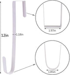 Sattiyrch 12" Wreath Hanger for Front Door,Steel Over The Door Hanger Hook,Wreath Door Hanger (White,2)