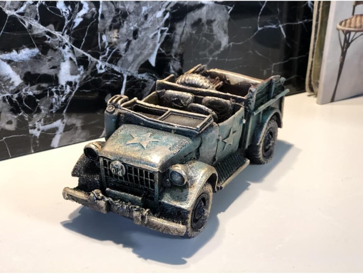 Decorative Classic Car Decorative Accent Polished Resin Camouflage Vintage Model for Collectors and Home Decor - Dark Camouflage