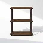 Furinno Turn-N-Tube Book Shelf, 3-Tier Bookshelf, Bookcase with Multipurpose Compact Display Rack, 11.6 x 23.6 x 29.6, for Living Room, Bedroom, Home Office, Walnut/Brown