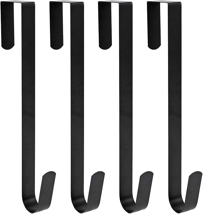 Sattiyrch 15" Wreath Hanger for Front Door,Sturdy Steel Wreath Door Hanger,Over The Door Hanger Hook (Black,4)