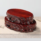 GOLDY&WENDY Round Rosewood Solid Wood Carved Display Stand Pedestal Base