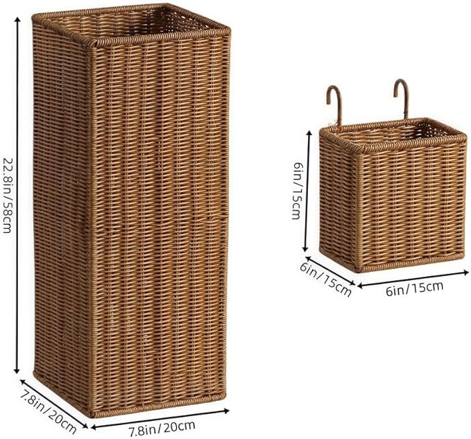 Woven Umbrella Stand with Removable Storage Basket, Umbrella Storage Rack with Water Tray, Entryway Umbrella Basket(Large)