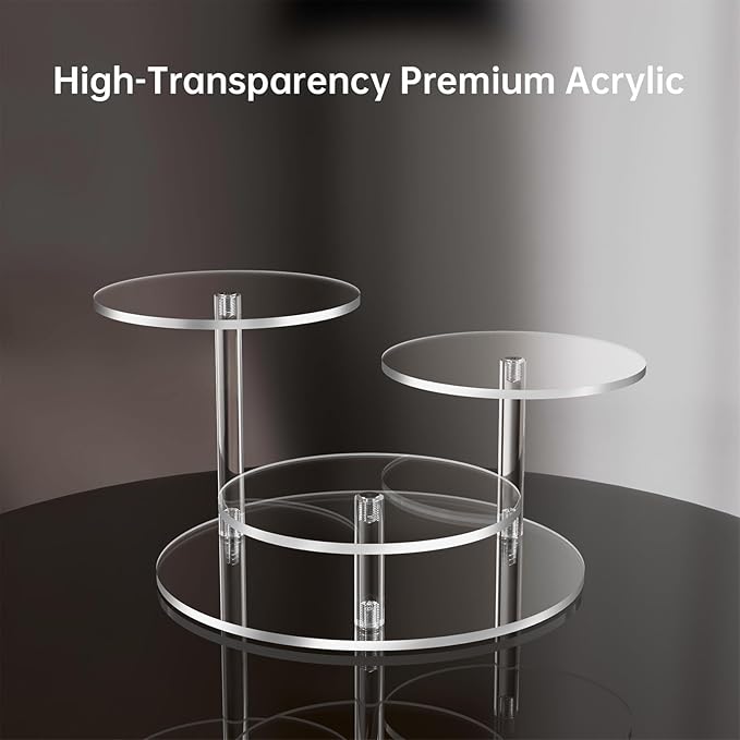 NiHome Clear Acrylic Display Stand for LEGO Botanical Collection Sets, Multi-Tier Showcase Figurine Display Shelf Riser for Collectibles and Room Decor, Perfume Riser Holder, Tabletop Plant Stand