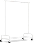 SLEEPING LAMB Heavy Duty Clothes Racks for Hanging Clothing Rack, 43" Wide Rolling Garment Rack Metal Wardrobe Rack with Wheels Closet Hanger Rack for Coats, Shirts, Dress, (White)