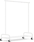 SLEEPING LAMB Heavy Duty Clothes Racks for Hanging Clothing Rack, 43" Wide Rolling Garment Rack Metal Wardrobe Rack with Wheels Closet Hanger Rack for Coats, Shirts, Dress, (White)