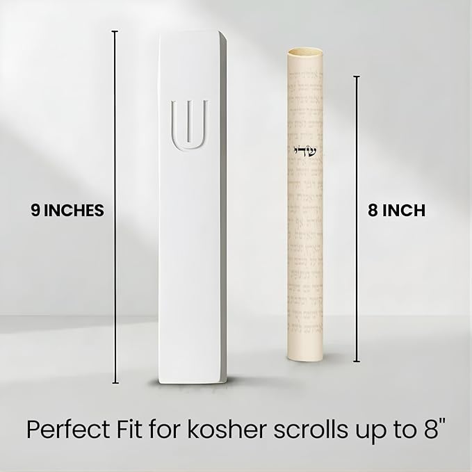 SURI Mezuzah for Door with Scroll – 9 Inch Modern Mezuzah Case with Non Kosher Scroll Included, Fits up to 8” Scroll, Easy Adhesive Installation, Gift Box Included