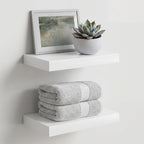 Homeforia White Floating Shelf 12 inch, High End Solid Real Wood Small 12inch Floating Shelves for Wall Mounted, White Wooden 12 in Floating Shelves, Heavy Duty Bracket, 12 X 6.5 X 1.75 inch, Set of 3