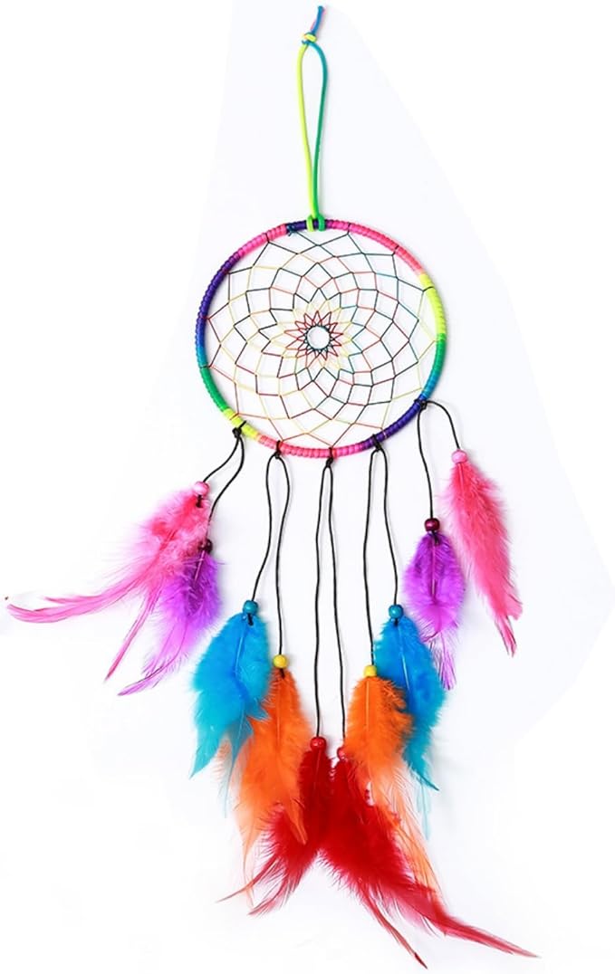Handmade Dream Catchers Wall Decor,Boho Feather Dreamcatcher with Natural Elements,Unique Home Decor Gift for Bedroom, Living Room (Multicolor 21.7in)