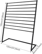 Scarf Organizer, Metal Hijab Organizer, 10 Tier Scarf Holder Hanger for Multiple Scarves, Freestanding Hijab Stand Belt Pants Hanging Rack for Home, Commercial, Clothing Store (Black, 120cm)