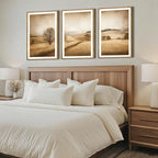 BINCUE Framed Countryside Wall Art Rustic Village Wall Decor Farmhouse Landscape Art Print Nature Countryside Artwork Rustic Landscape Wall Pictures for Living Room Bedroom Office Farmhouse 16x24 Inches Set of 3 Gift