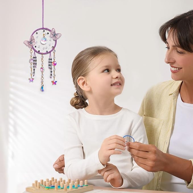 Artilady Dream Catcher for Girls - Purple Butterfly Small Dream Catchers with Crystals Cute Room Decor for Teen Girls Boys Boho Bedroom Wall Home Decorations Birthday Christmas Kids Baby Gifts