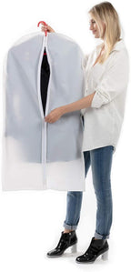 6 Pack Garment Bags for Hanging Clothes (24x40") - Dustproof Suit Bags for Closet Storage - Durable PEVA Covers with Sturdy Zipper for Coats, Jackets & Dresses (Translucent)