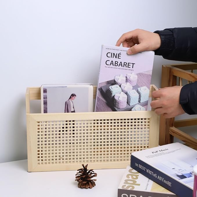 Wooden Magazine Rack Wall-Mounted DIY Home Decor Magazine Holder Mail Sorter for Office Entryway Kids’ room and Living Room.