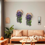 2PCS Artificial Hanging Flowers, Fake Hanging Plants Violet Vines UV Resistant for Wall Home Room Garden Wedding Indoor Outdoor Spring Summer Decoration(Purple)