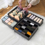 Underwear Organizer with Drawer Dividers, Foldable Fabric Dresser Closet Organizers Bins, Bedroom Cabinet Organization and Storage Box for Baby Clothes, Undies, Ties，Sock-Dark Grey (24cell)