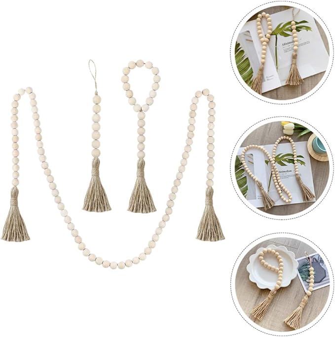 Home Decoration Bead Tassel String Wooden Beads Tassels Wall Hanging Decor Garland