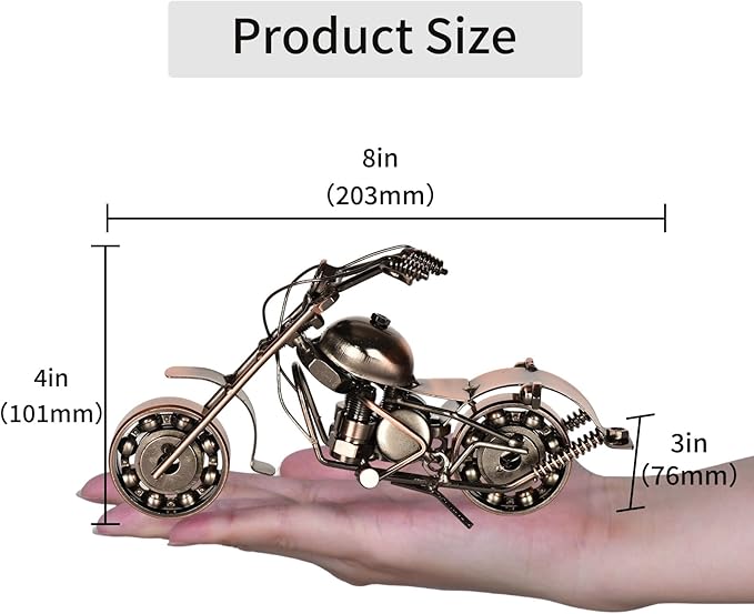 Metal Motorcycle Model - Collectible Moto Decor, Ideal Motorcycle Gifts for Men, Handcrafted Metal Replica for Study/Office/Living Room Decoration（Large）