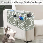Remote Control Holder, Non Slip Bedside Armchair Caddy, Recliner Arm Caddy Armrest Organizer with 14 Pockets for Cell Phone TV Remote Control Magazines