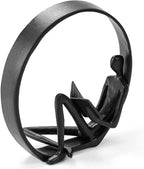 Reading Figurines and Statues - Bookshelf Decorations Objects，Metal Reader Cast Iron Sculpture，Book Lovers Gifts， Modern Art Shelf Décor， Reading Accessories for Book Lovers
