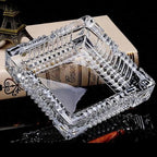 Handmade Glass Ashtray, Ashtray Ash Holder for Indoor or Outdoor Patio Desktop Office Smokers, Ash Tray for Tabletop Home Office Decor (Crystal, M)