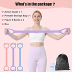 Figure 8 Resistance Bands, 8-Shaped Exercise Band for Women Arms Shoulder Back Legs Stretching Pilates Yoga