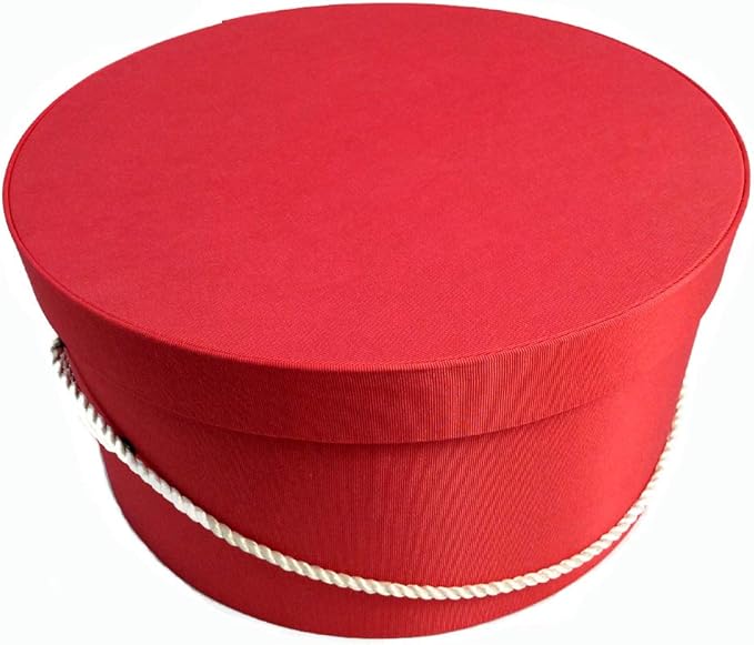 Sarah's Hat Boxes Classic Coral Hat Box – 21.5" x 11.5" (Dia. x Ht.) Handmade in USA – Odorless Non-Toxic Adhesive, Cording Handle – Premium Storage for Hats & Accessories