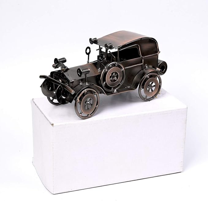 Metal Antique Vintage Car Model Handcrafted Collections Collectible Vehicle for Bar or Home Decor Decoration Great Birthday Gift Bronze Classic Car Model, Large