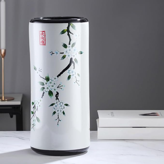 Commercial Ceramic Vintage Umbrella Stand Hand-appliqué Chinese Large capacity Umbrella Holder Organizer Umbrellas Storage Bucket for Entryway(D)